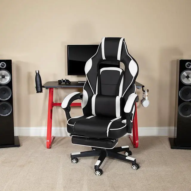 Alt view image 9 of 20 - X40 Gaming Chair Racing Ergonomic Computer Chair with Fully Reclining Back/Arms, Slide-Out Footrest, Massaging Lumbar - White