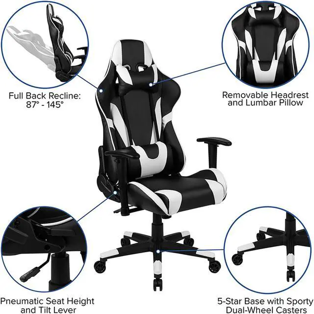 Alt view image 16 of 20 - Gaming Desk and Black Reclining Gaming Chair Set /Cup Holder/Headphone Hook/Removable Mouse Pad Top - Wire Management