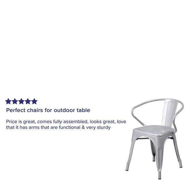 Alt view image 8 of 14 - Flash Furniture Metal Chair with Arms, Silver