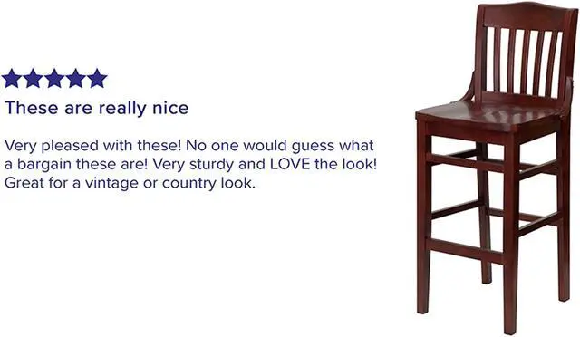 Alt view image 13 of 20 - HERCULES Series School House Back Mahogany Wood Restaurant Barstool