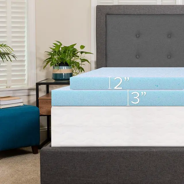 Alt view image 3 of 12 - Capri Comfortable Sleep 2 inch Cool Gel Memory Foam Mattress Topper - Full