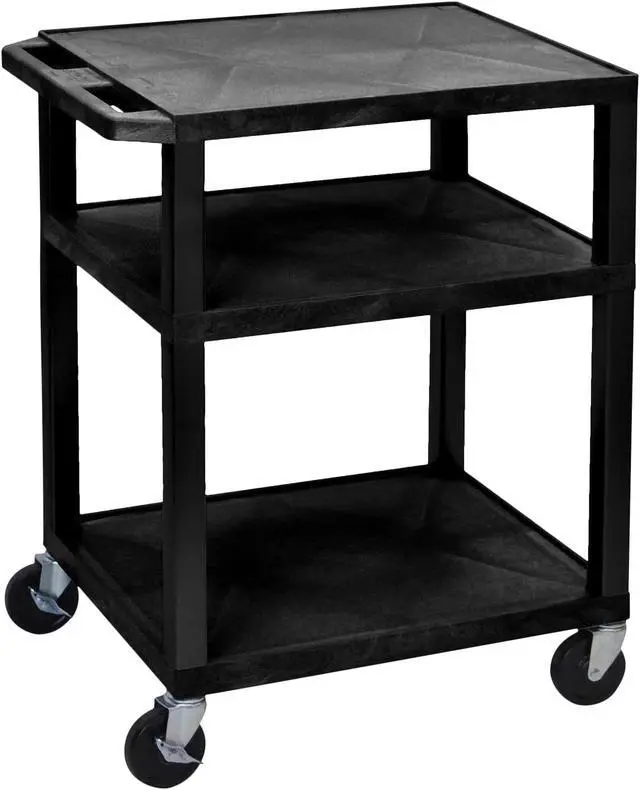 Alt view image 6 of 10 - Luxor WT34E 34" AV Cart 3 Shelf, Electric Black/Putty Leg