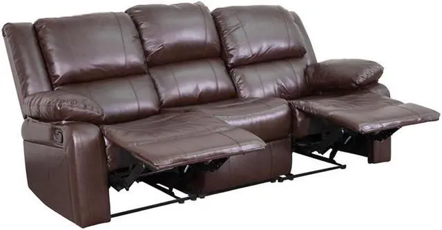 Alt view image 6 of 19 - Harmony Series Brown LeatherSoft Sofa with Two Built-In Recliners