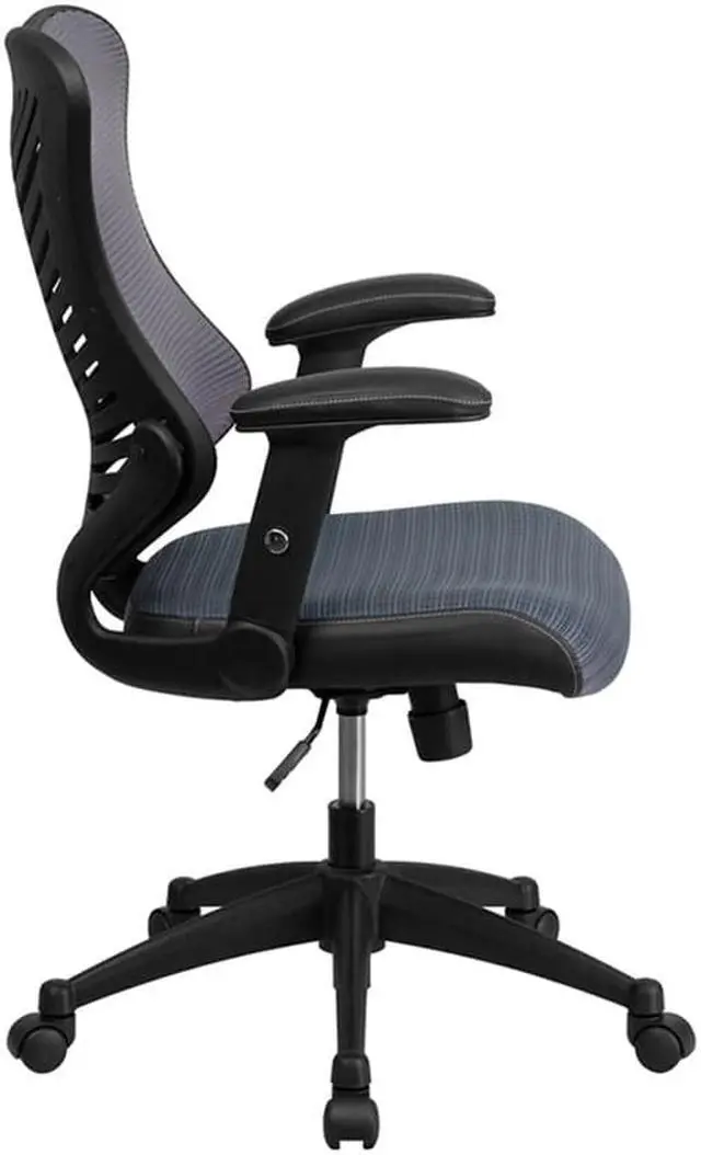 Alt view image 13 of 20 - High Back Designer Gray Mesh Executive Swivel Ergonomic Office Chair with Adjustable Arms