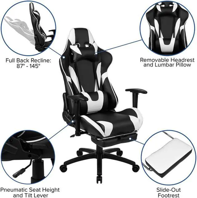 Alt view image 17 of 20 - Red Gaming Desk and Black Footrest Reclining Gaming Chair Set with Cup Holder and Headphone Hook