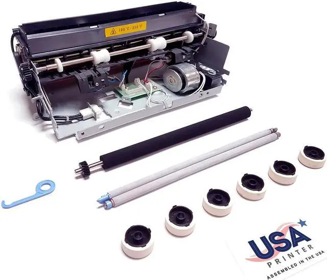 Main image of USA Printer 40X0100-USA (40X2591 40X0197 39V2598 56P4240) Maintenance Kit for Lexmark T640 T642 T644 includes 40X2592 Fuser (40X0116), Transfer & Charge Roller, 3 Sets of Pickup Rollers (110V)