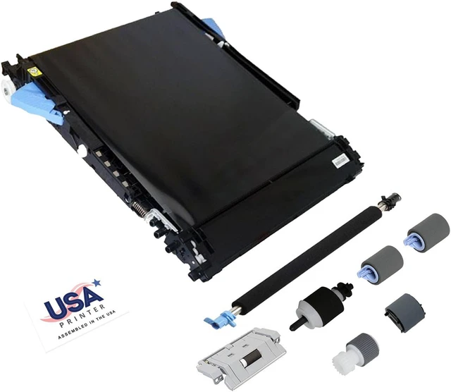 Main image of USA Printer CC468-67927-DTK-USA (CC468-67907) Deluxe Transfer Kit for HP Color Laser Printer CM3530 CP3525 M570 M575 includes Transfer Belt, RM1-8176 Transfer Roller & Tray 1-3 Roller Kit