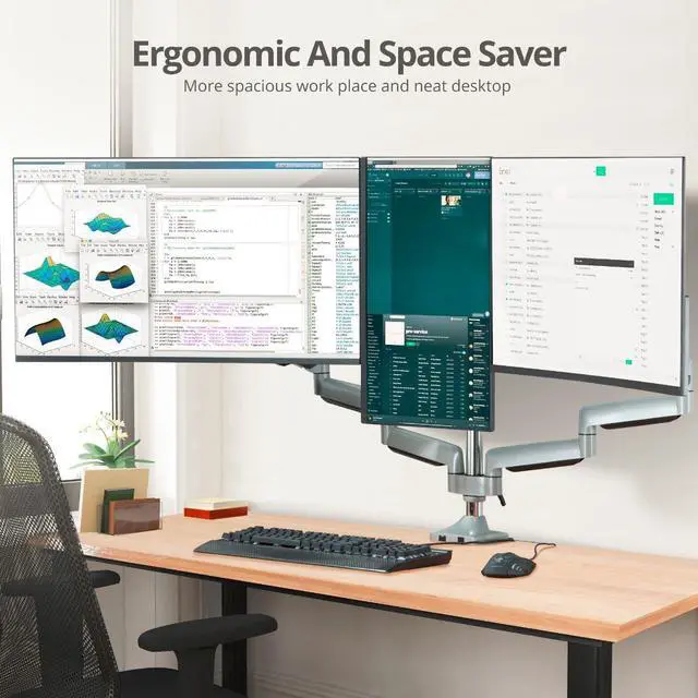 Alt view image 6 of 15 - Siig Mounting Arm For Flat Panel Display Curved Screen Display Monitor - Silver