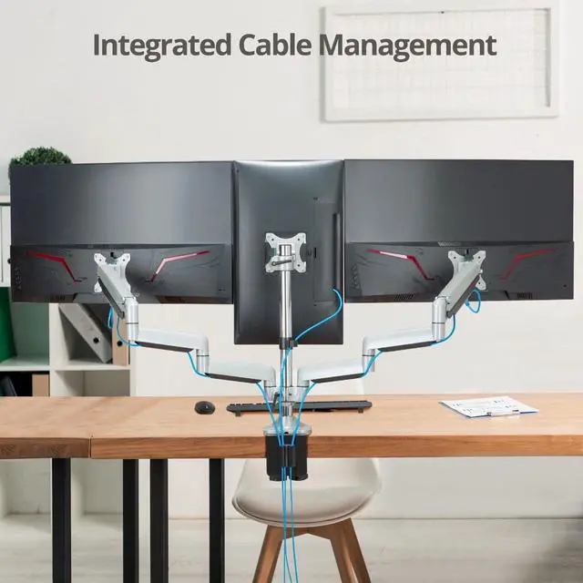 Alt view image 3 of 15 - Siig Mounting Arm For Flat Panel Display Curved Screen Display Monitor - Silver