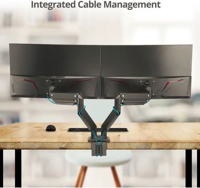 Alt view image 3 of 20 - SIIG Dual Monitor Heavy-Duty Premium Aluminum Gas Spring Desk Mount CEMT3011S1