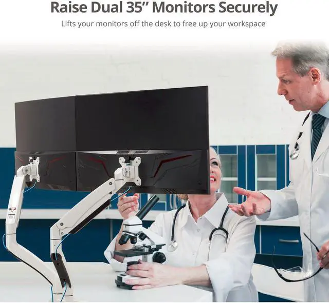 Alt view image 5 of 20 - Siig Dual Monitor Aluminum Heavy Duty Desk Mount With Usb And Audio Ports- 17" to 35", VESA 75x75, 100x100, Quick Access USB 3.0 & Audio Port