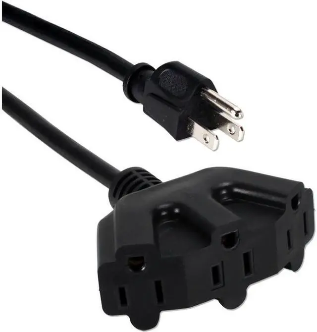 Alt view image 7 of 12 - QVS PP-ADPT3-10 10Ft Three Angle Outlet 3-Prong Power Extension Cord
