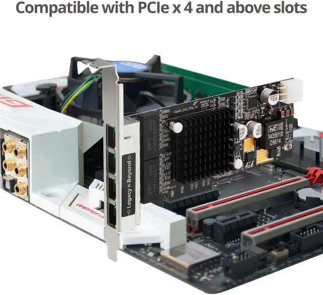 Alt view image 4 of 10 - SIIG 4 Port Gigabit Ethernet with POE PCIe Card Intel 350 LBGE0811S1