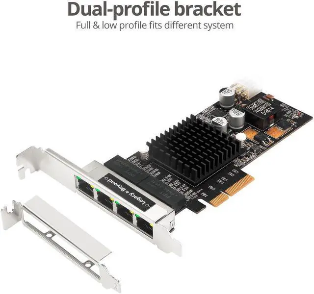 Alt view image 7 of 10 - SIIG 4 Port Gigabit Ethernet with POE PCIe Card Intel 350 LBGE0811S1
