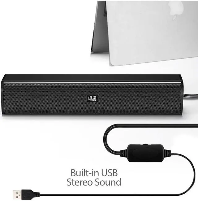 Alt view image 4 of 20 - Adesso Speaker Xtream S5 USB Sound Bar Speaker 5Wx2 4ohm 160hz18khz 6ft RTL