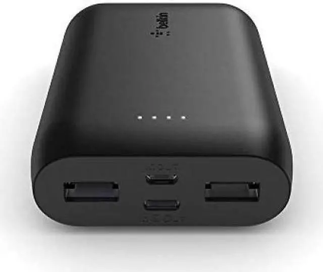Alt view image 6 of 12 - Belkin 10000mAh Portable Power Bank Charger Dual USB & USB-C In/Out - Black