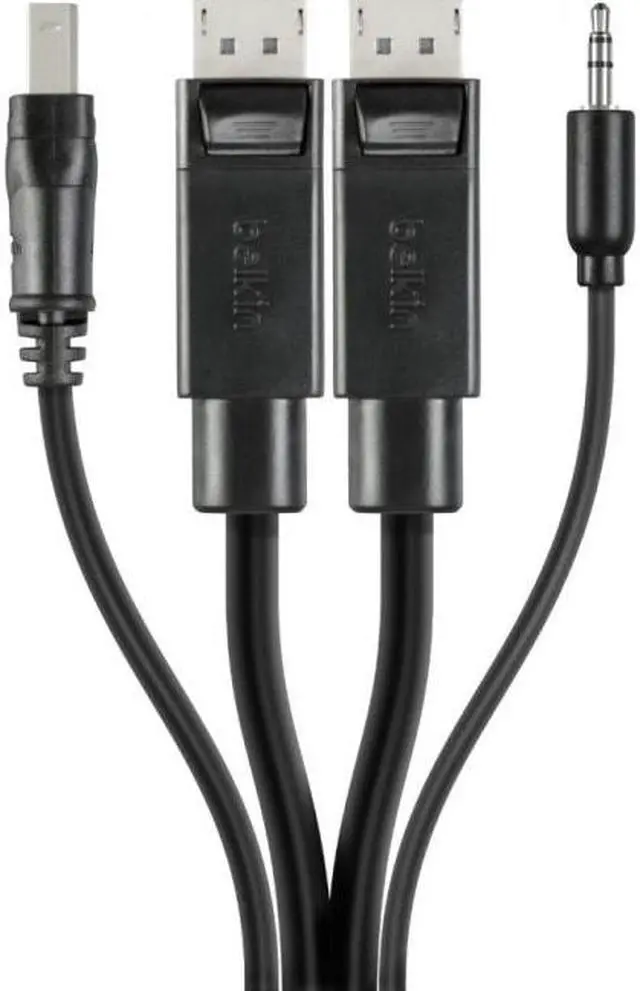 Alt view image 5 of 16 - Belkin F1D9020B10T 10ft Dual Head DP/USB/Audio M/M KVM Combo Cable Black