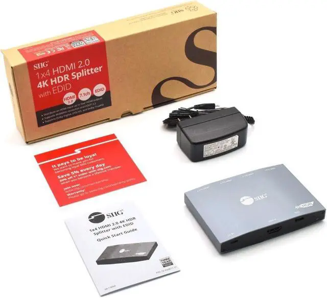 Alt view image 4 of 20 - SIIG 1x4 HDMI 2.0 4K HDR EDID Splitter CE-H26K11-S1