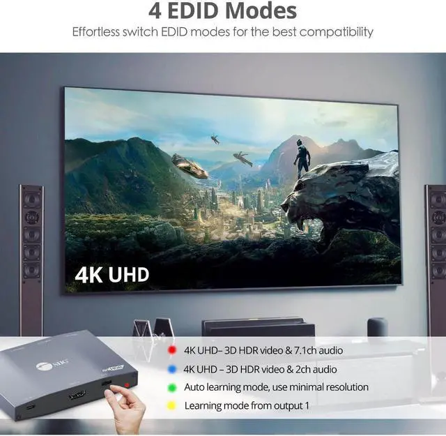 Alt view image 5 of 20 - SIIG 1x4 HDMI 2.0 4K HDR EDID Splitter CE-H26K11-S1