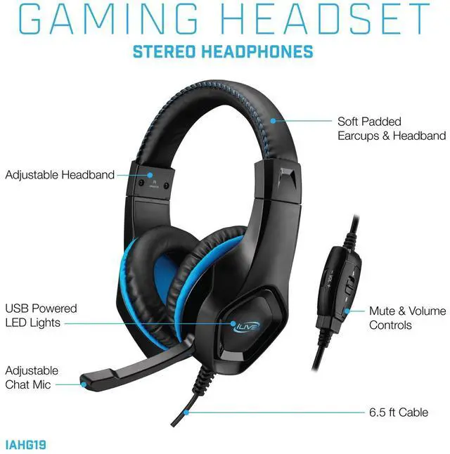 Alt view image 7 of 11 - iLive IAHG19B IAHG19B Gaming Headphones