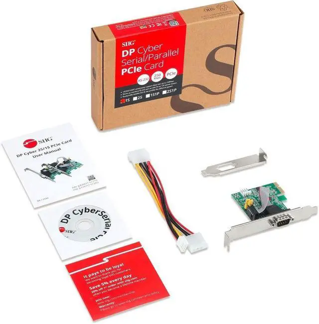 Alt view image 2 of 14 - SIIG DP Cyber RS-232 1S PCIe Card 250Kbps JJE20611S1