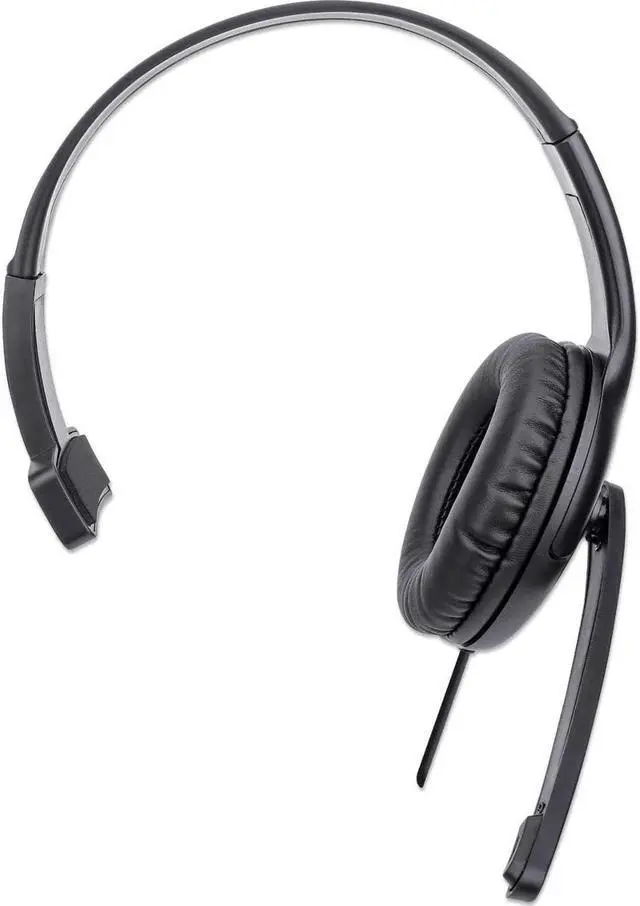 Alt view image 7 of 9 - Manhattan Mono USB Headset - Mono - USB Type A - Wired - 32 Ohm - 20 Hz - 20 kHz - Over-the-head - Monaural - Circumaural - 4.92 ft Cable - Uni-directional Microphone - Black