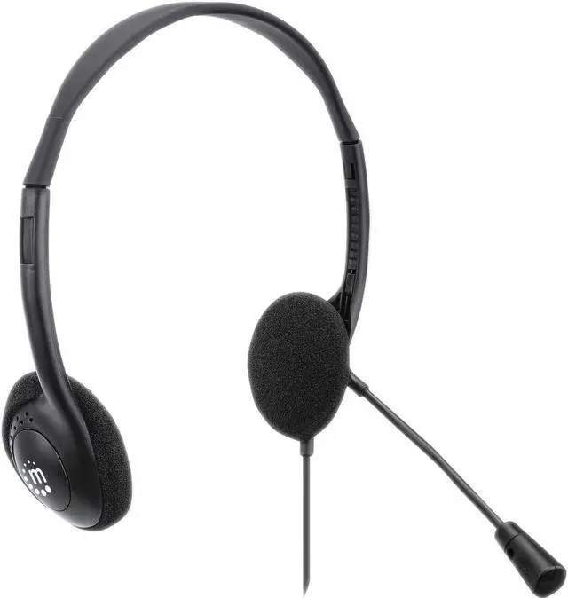 Alt view image 6 of 20 - Manhattan Stereo USB Headset - Stereo - USB Type A - Wired - 32 Ohm - 20 Hz - 20 kHz - Over-the-head - Binaural - Supra-aural - 4.92 ft Cable - Uni-directional Microphone - Black