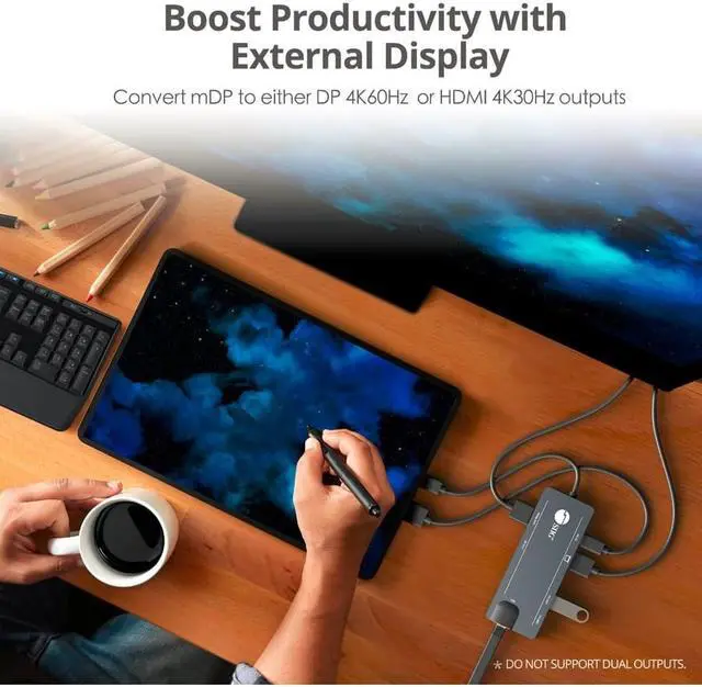 Alt view image 4 of 17 - SIIG Mini DisplayPort 4K Video Dock with USB 3.0 LAN Hub JU-H30F11-S1