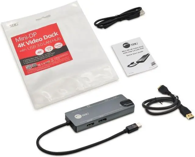 Alt view image 8 of 17 - SIIG Mini DisplayPort 4K Video Dock with USB 3.0 LAN Hub JU-H30F11-S1