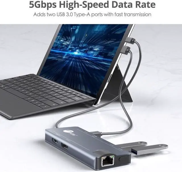 Alt view image 7 of 17 - SIIG Mini DisplayPort 4K Video Dock with USB 3.0 LAN Hub JU-H30F11-S1