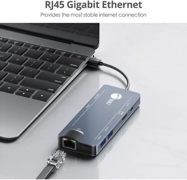 Alt view image 3 of 17 - SIIG Mini DisplayPort 4K Video Dock with USB 3.0 LAN Hub JU-H30F11-S1