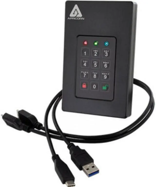 Alt view image 3 of 20 - Apricorn Aegis Fortress 4 TB Hard Drive - External - USB 3.0