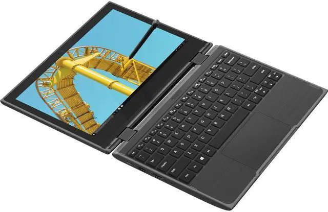 Alt view image 6 of 20 - Lenovo 300e Windows 2nd Gen 81M9007EUS 11.6" Touchscreen 2 in 1 Notebook - HD - 1366 x 768 - Intel Celeron N4120 Quad-core (4 Core) 1.10 GHz - 4 GB RAM - 128 GB SSD - Gray - Windows 10 Pro - Inte