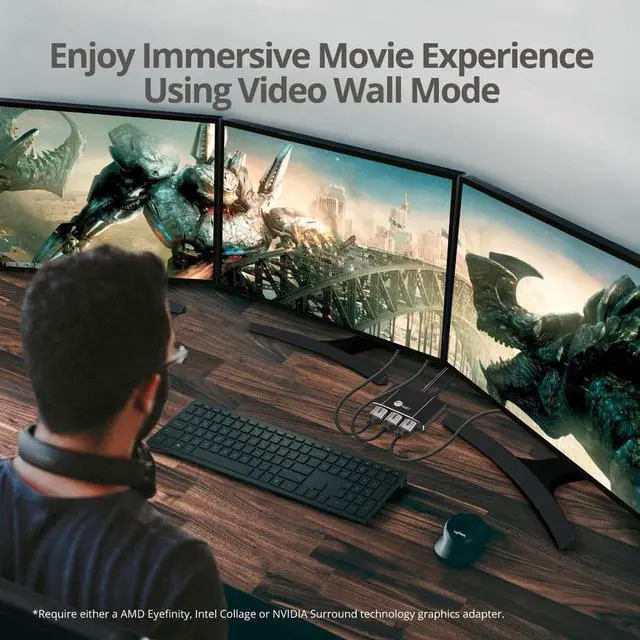 Alt view image 3 of 16 - Triple 4K DisplayPort 1.4 to HDMI MST Hub Splitter - 3 Port - 32.4Gbps Bandwidth - Supports 4K HDR and HDCP 2.2