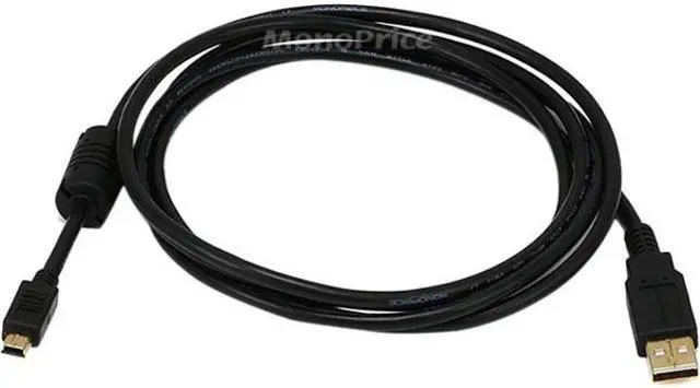 Alt view image 4 of 11 - Monoprice USB 2.0 Cable - 3 Feet - Black | USB Type-A Male to USB Mini Type-B 5-Pin, 28/24AWG, Gold Plated For Digital Camera, Cell Phones, PDAs, MP3 Players, Dash Cam