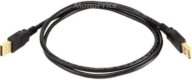 Alt view image 4 of 10 - Monoprice USB 2.0 Cable - 3 Feet - Black | USB Type-A Male to USB Type-A Male, 28/24AWG, Gold Plated for Data Transfer Hard Drive Enclosures, Printers, Modems, Cameras and More!