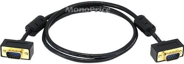 Alt view image 4 of 14 - Monoprice Ultra Slim SVGA Super VGA Male to Male Monitor Cable - 3 Feet With Ferrites | 30/32AWG, Gold Plated Connector