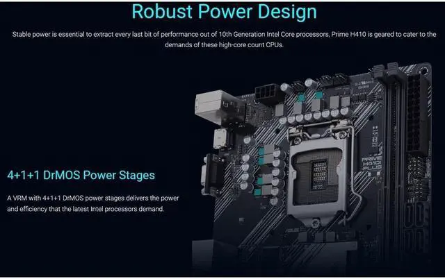 Alt view image 3 of 11 - ASUS PRIME H410I-PLUS/CSM LGA 1200 Intel H410 Mini ITX Intel Motherboard