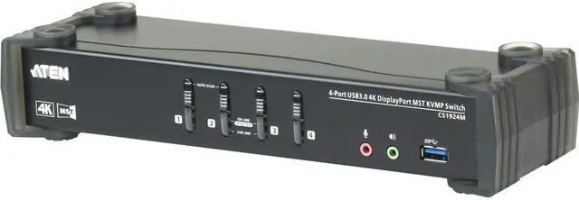 Alt view image 10 of 14 - Aten 4-Port USB 3.0 4K DisplayPort MST KVMP Switch (Cables Included)