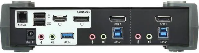 Alt view image 7 of 9 - Aten 2-Port USB 3.0 4K DisplayPort MST KVMP Switch (Cables Included)