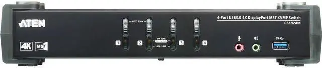 Alt view image 11 of 14 - Aten 4-Port USB 3.0 4K DisplayPort MST KVMP Switch (Cables Included)
