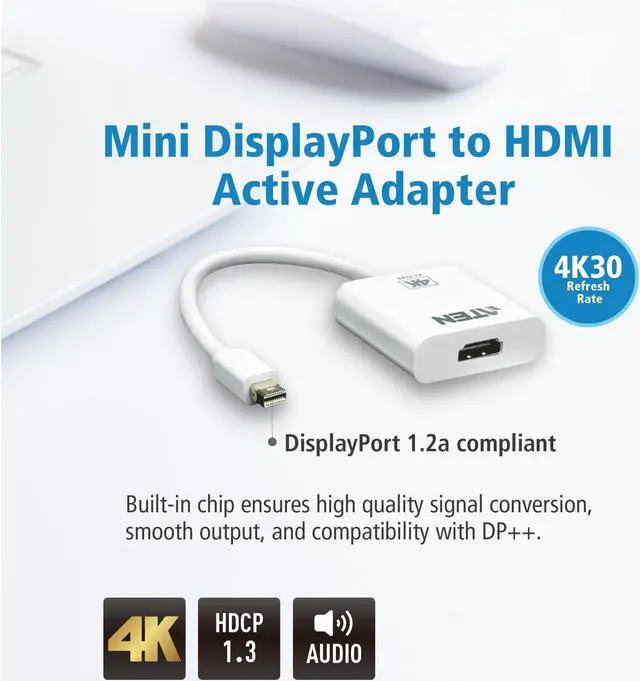 Alt view image 6 of 9 - ATEN VC981 Mini DiaplayPort to 4K HDMI Active Adapter