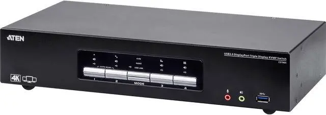 Alt view image 3 of 10 - Aten 4-Port Usb3.0 4K Displayport Triple Display Kvmp Switch
