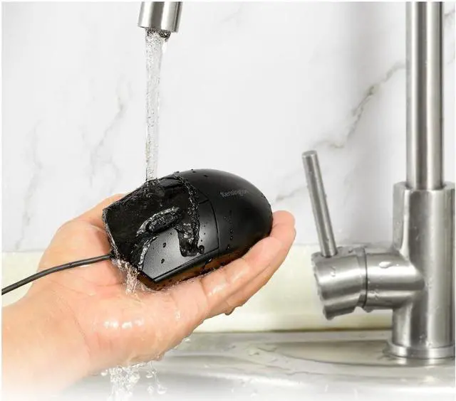 Alt view image 7 of 14 - Kensington Pro Fit Wired Washable Mouse - Rugged - Optical - Cable - Black - USB Type A - 1600 dpi - Scroll Wheel - 3 Button(s) - Symmetrical