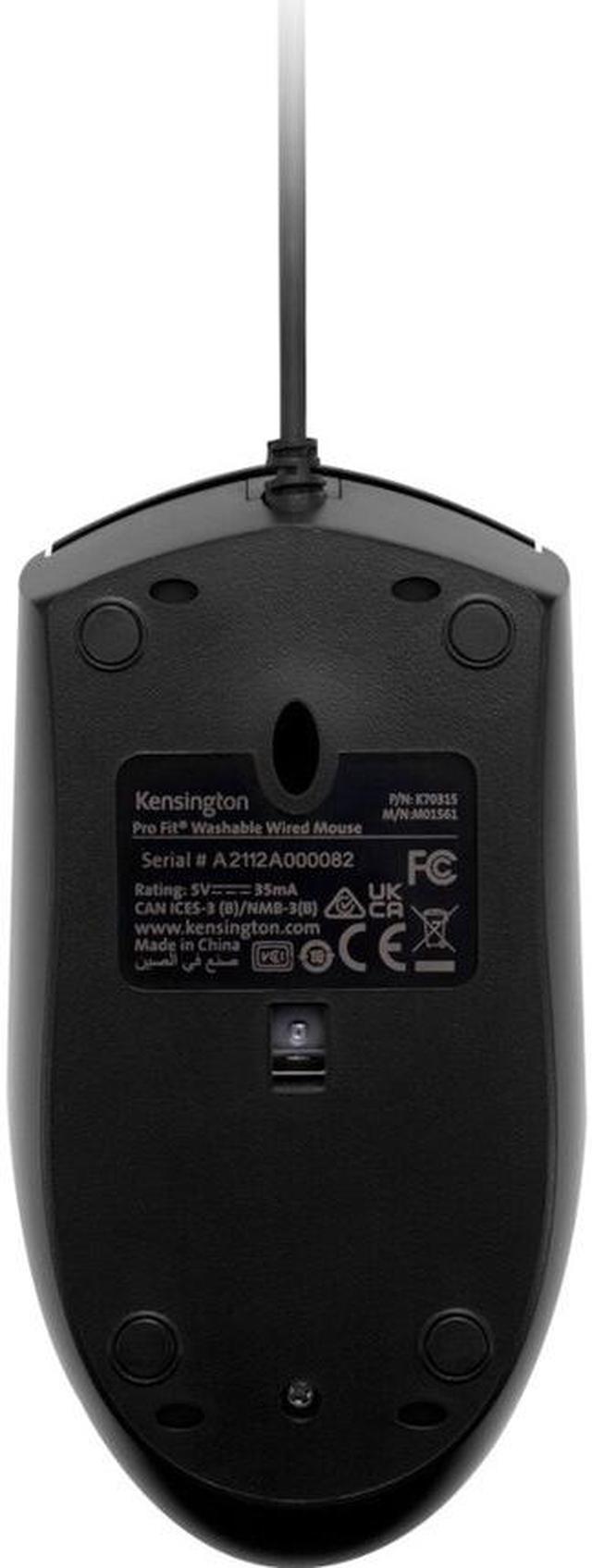 Kensington Pro Fit Mouse Impermeabile e Lavabile con Connessione e Cavo  USB, per Mancini e Destrimani, K70315WW