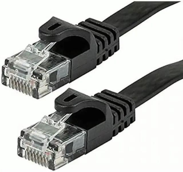 Main image of Monoprice Flat Cat6 Ethernet Patch Cable - 1 Feet - Black, Snagless RJ45, Flat, 550MHz, UTP, Pure Bare Copper Wire, 30AWG - Flexboot Series