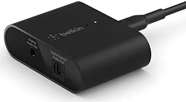 Alt view image 3 of 13 - belkinsoundformconnectairplay2 audio adapter receiverfor wireless streamingwithoptical and 3.5mmspeaker inputs for iphone, ipad, macmini, macbook pro andotherairplayenabled devices