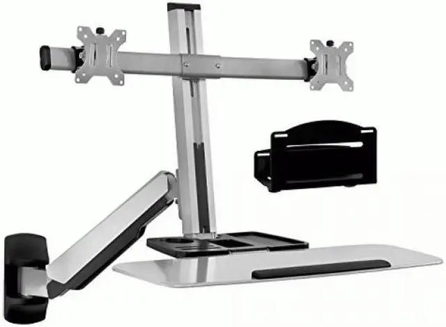 Alt view image 14 of 16 - Mount-It! Sit Stand Wall Mount Workstation Articulating Standing Desk MI-7906
