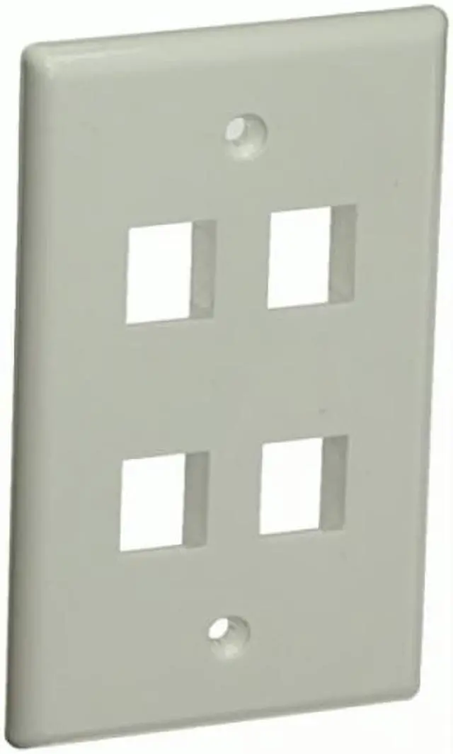 Alt view image 6 of 9 - Monoprice 4-Hole 1-Gang Keystone Wall Plate - White