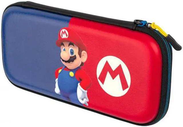 Alt view image 4 of 13 - Power Pose Mario Slim Deluxe Travel Case - Super Mario Edition - Integrated Stand - Compatible with Nintendo Switch, Switch Lite, and OLED - Nylon Wrist Strap - Unique console lift strap